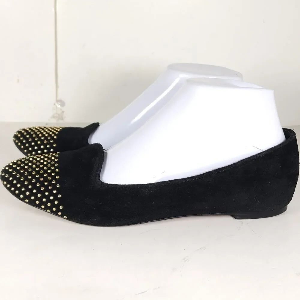 Loeffler Randall Women's Mo US 7,5B Black Suede Studded Slip On Flats Shoes - Picture 2 of 16